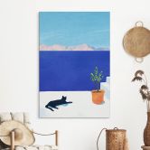 Wandbild Siesta mit Katze am Meer - Rivers - Alu-Dibond 