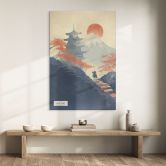 Wandbild Sonnenaufgang über der Pagode - Roze - Alu-Dibond 
