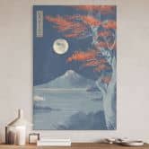 Wandbild Vollmond über dem Gipfel des Fuji-san - Roze - Alu-Dibond 