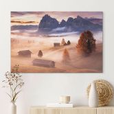 Wandbild Herbstnebel in den Alpen - Selagea - Alu-Dibond 