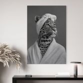 Wandbild mit Silbereffekt Royale Spa-Auszeit mit Leopard - Rahner - Alu-Dibond 