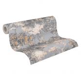 non-woven tapet med træer beige grå - akvarel tapet hvid 