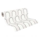 Patterned wallpaper with arches art deco style white silver - graphic wallpaper retro look  