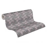 Papier peint avec vagues et lignes Beige Gris - papier peint intissé graphique rétro 