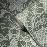 Architects Paper Vliestapete Luxury wallpaper Barocktapete mit Ornamenten in Echtflock blau, grün 