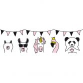 Lovely Kids selbstklebende Kinderzimmer Bordüre Wild Party mit niedlichen Tieren 