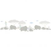 Lovely Kids selbstklebende Kinderzimmer Bordüre Elephant Family mit niedlichen Elefanten 