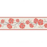 A.S. Création selbstklebende Bordüre Only Borders mit Blumen grau, rot, weiß 
