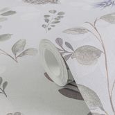Florale Tapete Grau Rosa – Zweige & Blätter Aquarelloptik – Vliestapete modern 