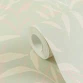 Bladtapet lysegrønt beige - filigrane grene moderne - Ikke-vævet tapet mat 