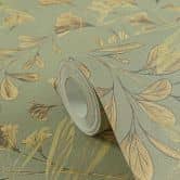 Florale Tapete Ginkgo-Blätter Grün Gelb – Naturmotiv mit Zweigen – Vliestapete modern 