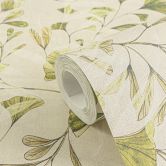 Blätter-Tapete Ginkgo Natur Creme – Vliestapete mit sanften Grüntönen – Modern & Elegant 