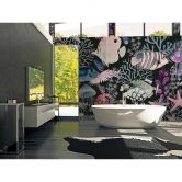 Livingwalls Fototapete ARTist Underwater mit Fischen und Korallen blau, rosa, schwarz 