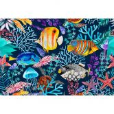 Livingwalls papier peint photo ARTist Underwater avec poissons et coraux bleu, orange, turquoise, violet 