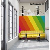 Livingwalls Fototapete ARTist San Francisco 68 Golden Gate Bridge beige, gelb, grün, orange, rosa, rot, schwarz, türkis, weiß 