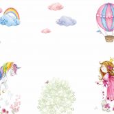 Fototapete Kinderzimmer UnicorPrincess weiß rosa - Vliestapete Designwalls 2 - 2,55 x 3,5 m 