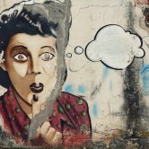 Fototapete Fantasy StreetArtWoman in grau beige - Vliestapete Designwalls 2 - 2,55 x 3,5 m 