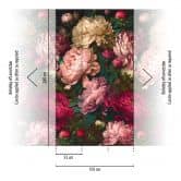 Papier peint fleurs rouge foncé rose - papier peint intissé pour chambre à coucher - design romantique 