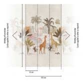 Safari-Tapete Beige Bunt - Vliestapete mit Giraffen & Palmen für Wohnzimmer & Kinderzimmer 