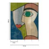 Art wallpaper multicoloured with face motif - non-woven wallpaper for living room & office 