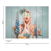 Papier peint photo femme avec motif floral multicolore - papier peint intissé pour salon contemporain & chambre à coucher 