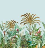 Dschungeltapete blau grün - Vliestapete Botanisch Livingwalls - matt und glatt 