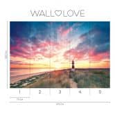 Leuchtturm-Fototapete Sonnenuntergang Rosa Blau – Vliestapete 3,75 m x 2,50 m Küstenmotiv 