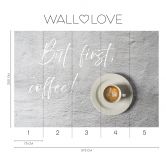 Kaffee-Fototapete Spruch Grau Weiß – 3,75 x 2,50 m – Vliestapete modern 