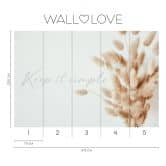 Trockenblumen-Fototapete Beige Weiß – 3,75 x 2,50 m – Vliestapete mit Spruch 