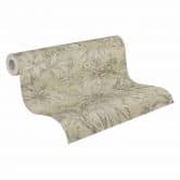 Botanik-Tapete Grün Beige - Exotische Vliestapete mit Blättern - Mustertapete 