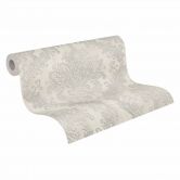 Barok behang crème zilver - Vliesbehang met Patroonbehang - klassiek Patroonbehang 