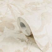 Pflanzen-Tapete Beige Weiß – Blättermotiv Naturstil – Vliestapete mit Struktur 