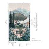 Fototapete Toskana Landschaft Blau Grün – Mediterrane Vliestapete – erweiterbar 