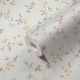 Self-adhesive wallpaper & furniture film - country house, flowers - pink, white - roll 840x53 cm  
