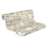Selbstklebende Tapete & Möbelfolie - Steinwand - Steinoptik - beige, creme - Rolle 840x53 cm  
