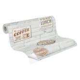 Selbstklebende Tapete & Möbelfolie - Kaffe und Pizza - weiß, beige - Rolle 840x53 cm  