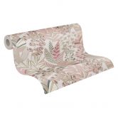 Jungle Papier peint intissé Plantes Rose Blanc Papier peint moderne Feuilles 