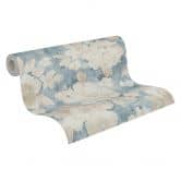 Papier peint floral Vintage bleu beige - papier peint fleuri rétro - papier peint intissé 