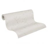 papier peint nature fleurs et blossoms gris blanc - papier peint intissé floral naturel 