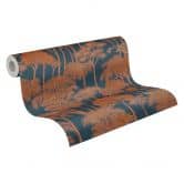 Non-woven wallpaper forest trees palm trees blue brown metallic wallpaper wallpaper nature jungle 