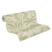 Papier peint intissé palmiers beige crème vert métallisé Papier peint mural feuilles nature 