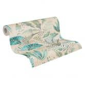 Papier peint à motifs floraux avec des feuilles mélangées multicolores - papier peint à fleurs beige vert 