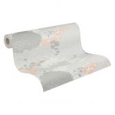 Papier peint à motifs forêt Gris Blanc - papier peint avec accents orange 