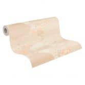 Vliestapete mit Wald-Muster Beige Creme - Tapete mit Akzenten in Orange 