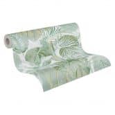 jungle wallpaper green white - non-woven wallpaper floral with leaves 