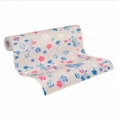 Blumentapete Beige Blau - Vliestapete Floral - Naturtapete Designer 