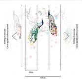 Tiertapete Bunt - Vliestapete Pfau Natur - Vogeltapete Blumen Floral Weiß 