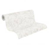 Papier peint floral avec rinceaux crème gris - papier peint intissé subtilement structuré naturel 