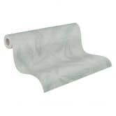 Plant wallpaper green gray - non-woven wallpaper with fine matt leaf pattern 