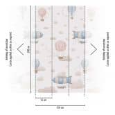 Wall Mural Hot Air Balloons Pink Blue - non-woven wallpaper for children's room expandable 